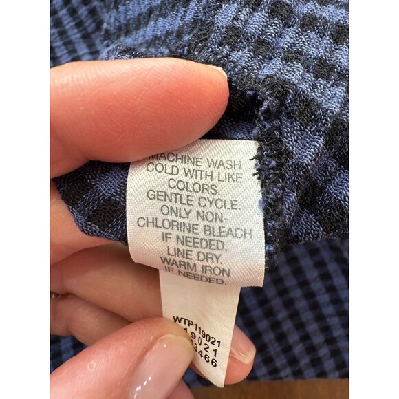 J. Jill Blue Black Check Gauzy Pullover Top Long Sleeve Women’s XS Casual Preppy - Picture 10 of 11